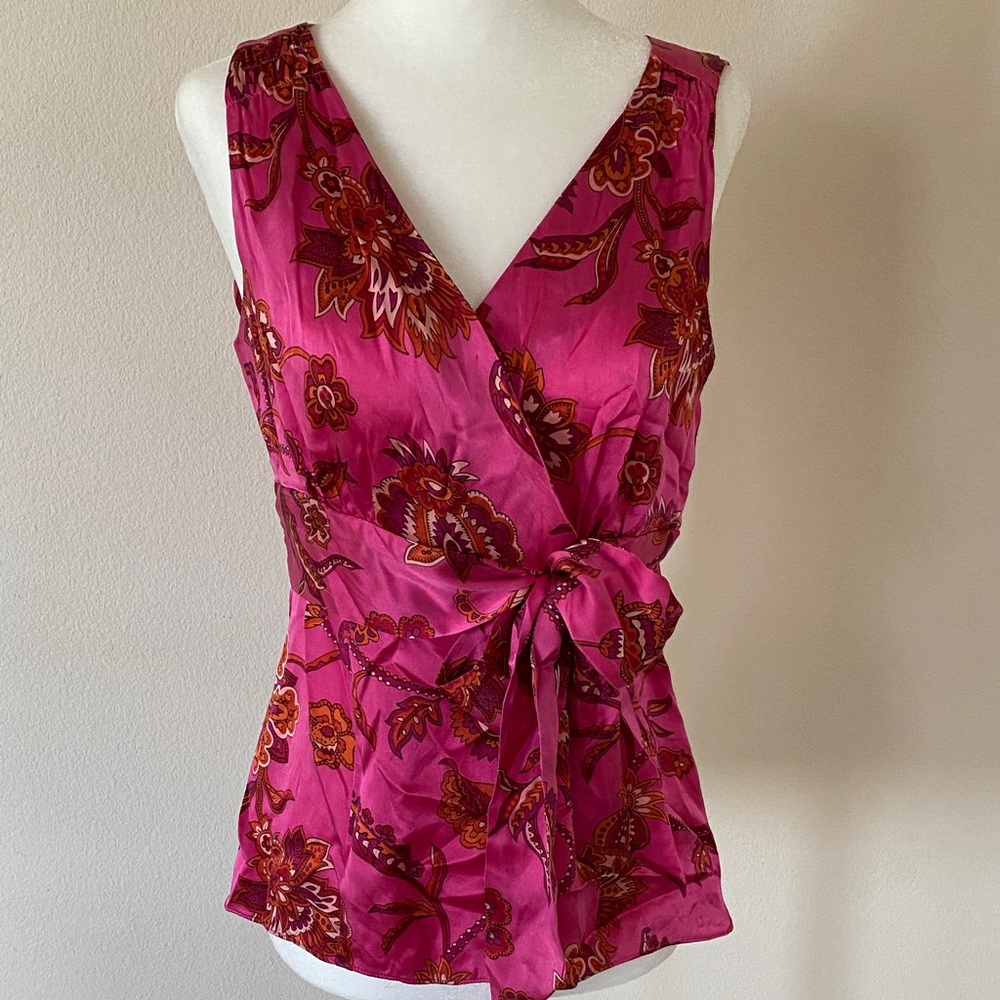Ann Taylor Pink Floral Paisley Sleeveless Blouse